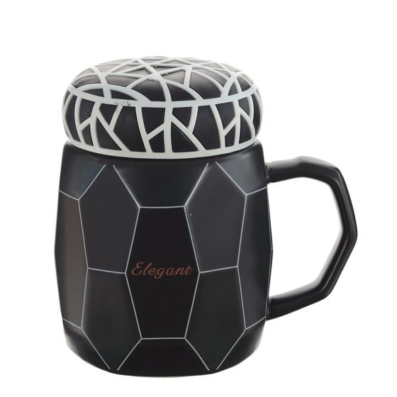 Кружка с крышкой, 500 мл, L12,5 W9 H12 см, цвет микс