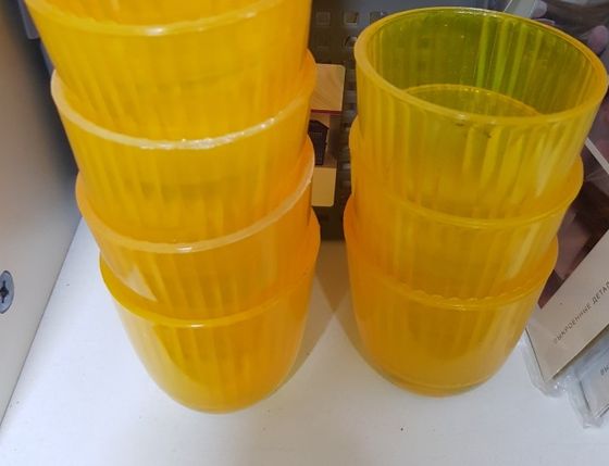 !09 Подсвечник 3 штуки "Балтика" 7х7 см, 140 мл.внутреннее рифление цвет желтый