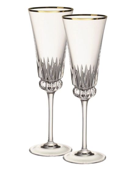 Grand Royal Gold-Tone Flute Glasses, Pair of 2