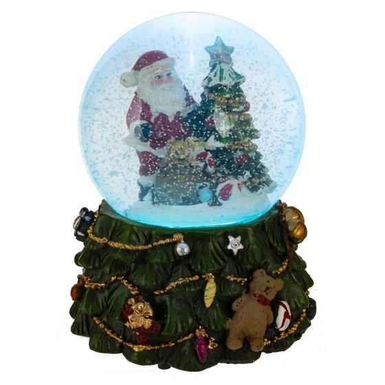 Фигурка декор в стекл шаре &quot;Дед Мороз&quot; ( подсв, муз, вьюга, AAAх3 н/п), D 10 см, L11 W11 H15 см