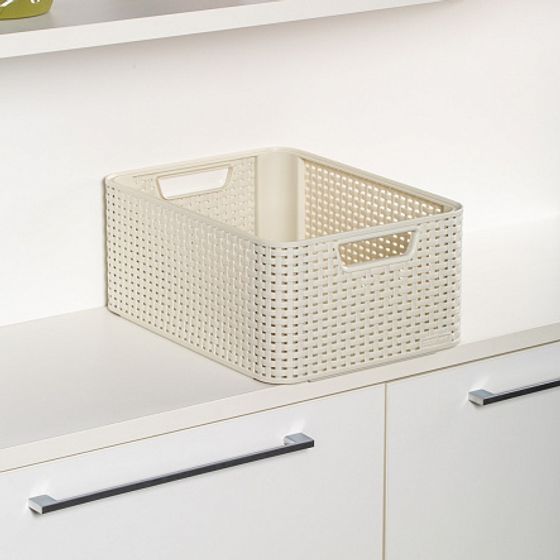 Корзина RATTAN STYLE BOX M  крышка кремовая