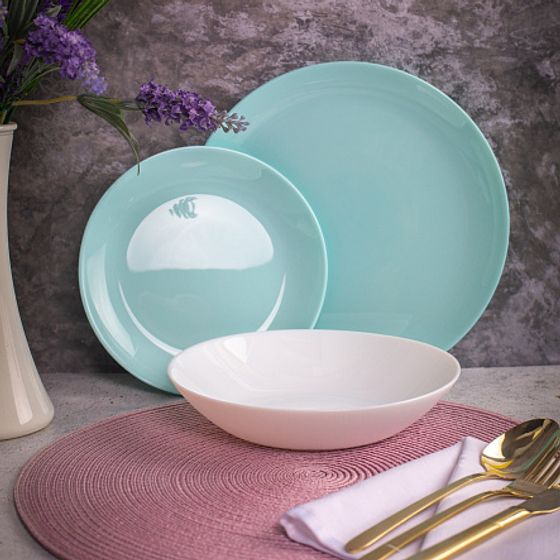 Набор столовый ДИВАЛИ ТЮРКУАЗ&amp;БЕЛЫЙ 18пр