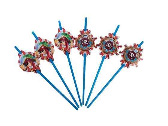 !09 Одноразовые трубочки для коктейлей Riota Веселый Пират, набор 6 штук