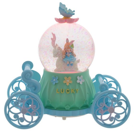 Фигурка декор &quot;Девочка с оленем&quot; в стекл шаре (муз, подсвет, вьюга, 2xAAA н/п), D8, Д17 Ш9 В17 см