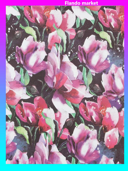 !Бумага упаковочная 2 листа крафтовая «Цветы», 2 листа 70 × 100 см