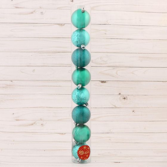 !Набор шаров пластик d-6 см, 8 шт &quot;Изумрудик ассорти&quot; зелёный