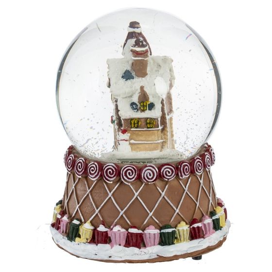 Фигурка декор в стекл шаре &quot;Пряник&quot; (подсв, муз, вьюга, AAAх3 н/п), D 9.5 см, L10,5 W10,5 H15 см