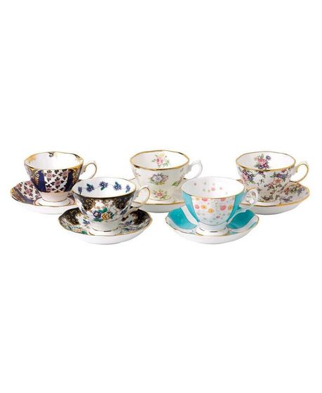 100 Years 1900-1940 5-Piece Teacup &amp; Saucer Set