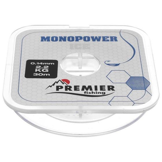 Леска PREMIER fishing MONOPOWER ICE, диаметр 0.14 мм, тест 2.2 кг, 30 м, нейлон, прозрачная