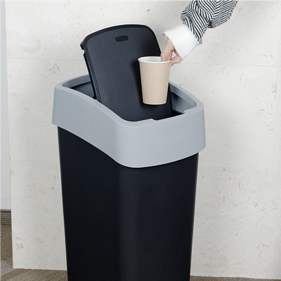 Контейнер для мусора FLIP BIN черный/серый 45л