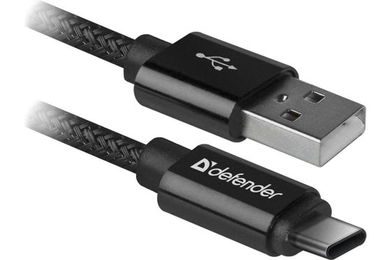 Кабель Defender USB09-03T USB 2.0 А(m)-Micro Type C(m) 1м черный (87814)