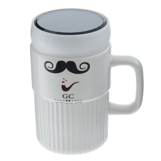 Кружка с крышкой, L6,6 W6,6 H12,8 см, 1 штука, дизайн микс