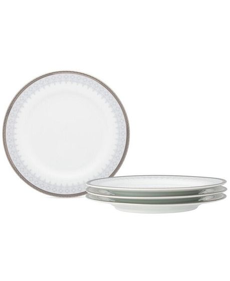 Silver Colonnade 4 Piece Bread Butter/Appetizer Plates Set, Service for 4