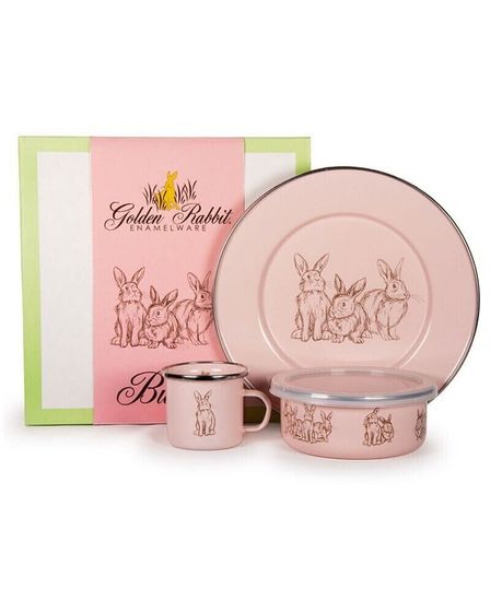 Bunnies Enamelware Collection 3 Piece Kids Dinner Set