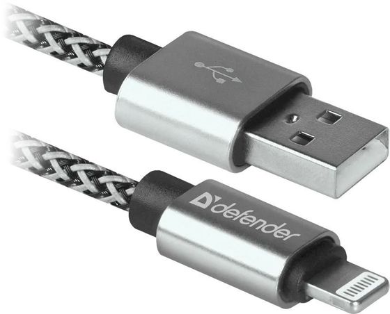 Кабель Defender USB 2.0 A(m) - Lightning(m) 1м белый (ACH01-03T) (87809)
