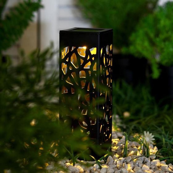 Садовый светильник на солнечной батарее «Ажурный», 6 × 29 × 6 см, 1 LED, свечение тёплое белое