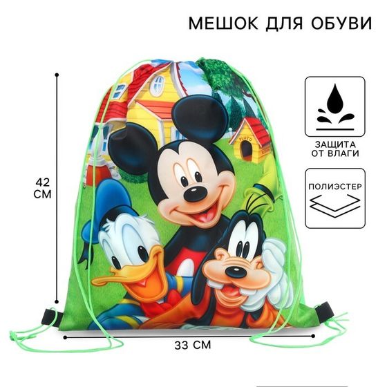 Мешок для обуви 420×330 мм, &quot;Микки, Дональд и Гуфи&quot;, Микки Маус и друзья