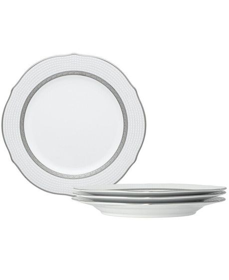 Charlotta Platinum 4 Piece 9&#39;&#39; Scalloped Accent Plates Set, Service for 4