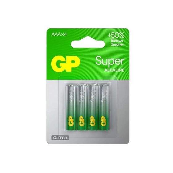 Батарейка алкалиновая GP Super, AAA, LR03-4BL, 1.5В, 3+1 шт