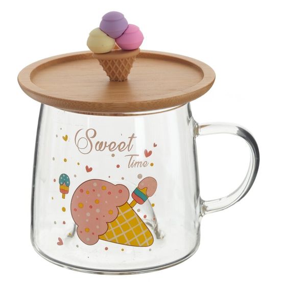 Кружка с крышкой-подставкой, 350 мл, L11 W9 H11,5 см, дизайн микс