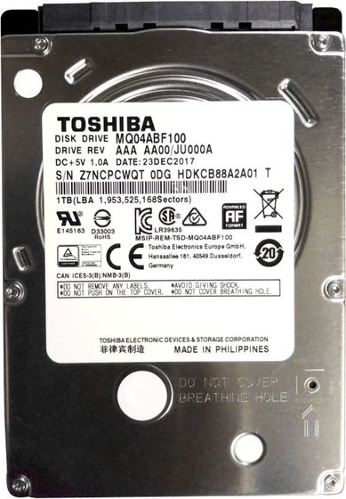 Жесткий диск 1Tb Toshiba SATA-III MQ04ABF100 MQ04 512E (5400rpm) 128Mb 2.5&quot;