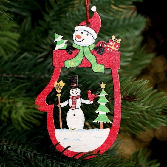 !09 Подвеска новогодняя (набор 7 штук) «Новогодние подарочки» 11x13 см., дизайн микс