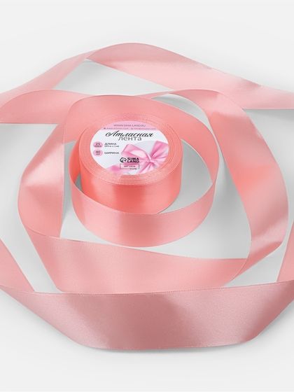 Лента атласная, 40 мм × 23 ± 1 м, цвет розовый персик №66