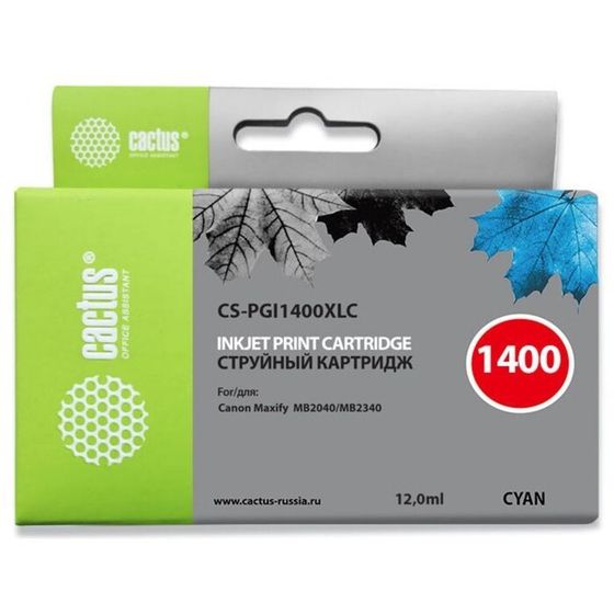 Картридж струйный Cactus CS-PGI1400XLC синий для Canon MB2050/MB2350/MB2040/MB2340 (11.5мл)   172528