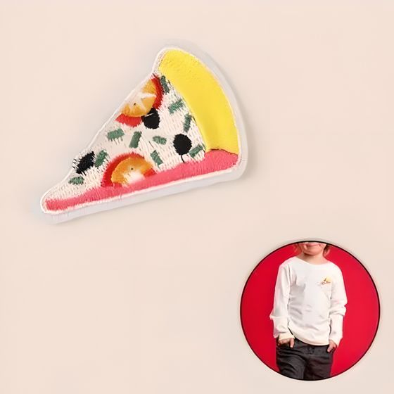 !09 Термоаппликация (набор 10 штук) «Пицца», 6 × 4 см.