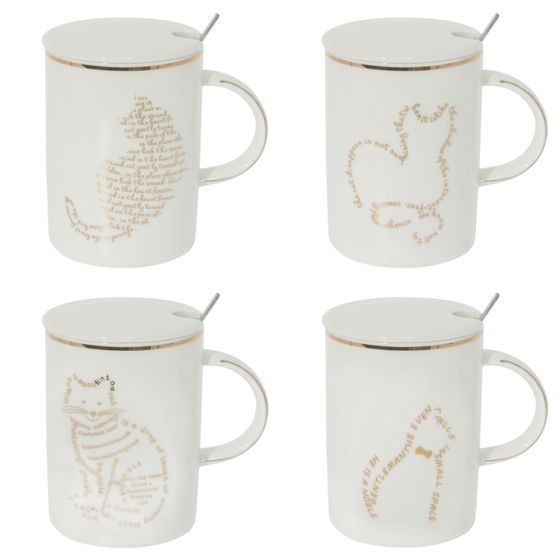 Кружка с крышкой и ложкой, 400 мл, L11,5 W8 H11,5 см, 4в.