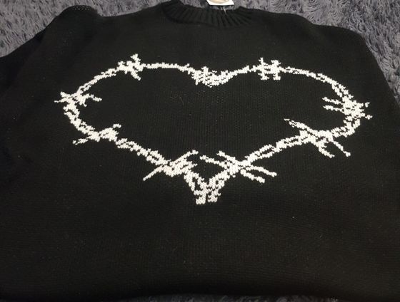 !09 Свитер женский вязанный теплый с принтом "Сердце" Размер ONE SIZE(42-48)
