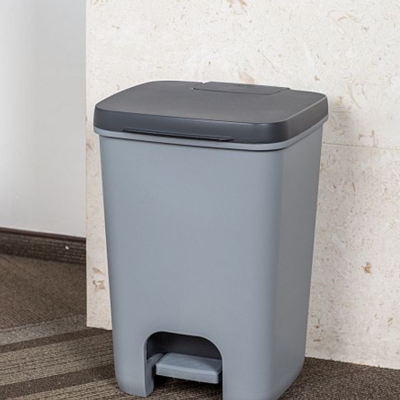 Контейнер для мусора с педалью, рамкой и лотком ESSENTIALS 20L АНТРАЦИТ/СЕРЫЙ