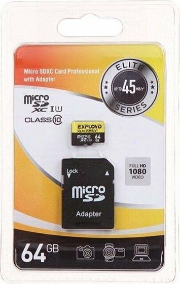 Карта памяти microSDXC 64GB Exployd EX064GCSDXC10UHS-1-ElU1 + адаптер