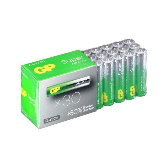 Батарейка алкалиновая GP Super Alkaline G-Tech, AAA, LR03-30BOX, 1.5В, набор, 30 шт