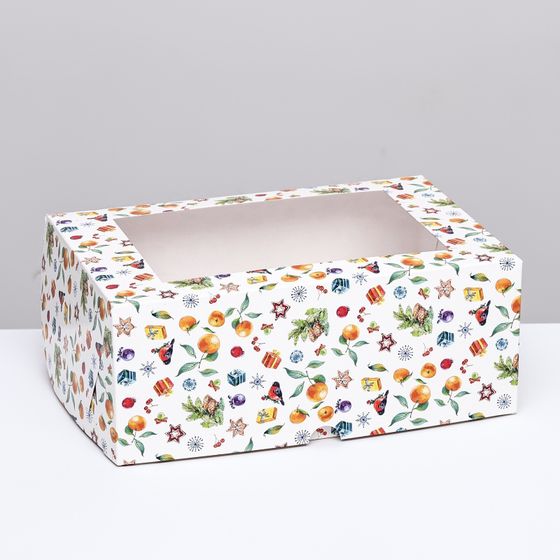 !09 Упаковка на 6 капкейков с окном "Новогоднее настроение", 25 х 17 х 10 см