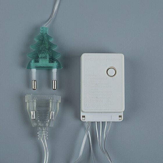 !09 Гирлянда «Бахрома» 2.4 × 0.9 м с насадками «Ёлки», IP20, прозрачная нить, 138 LED, свечение мульти, 8 режимов, 220 В