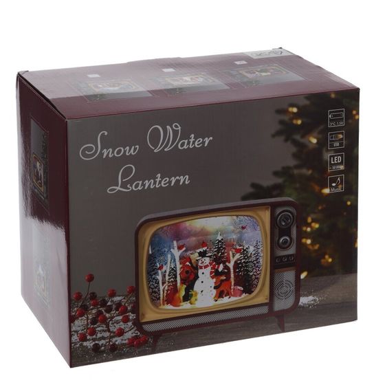 Изделие декоративное "Телевизор" (подсвет,вьюга,музыка, LR14х3 н/п +USB 100 см), L21 W12 H17 см