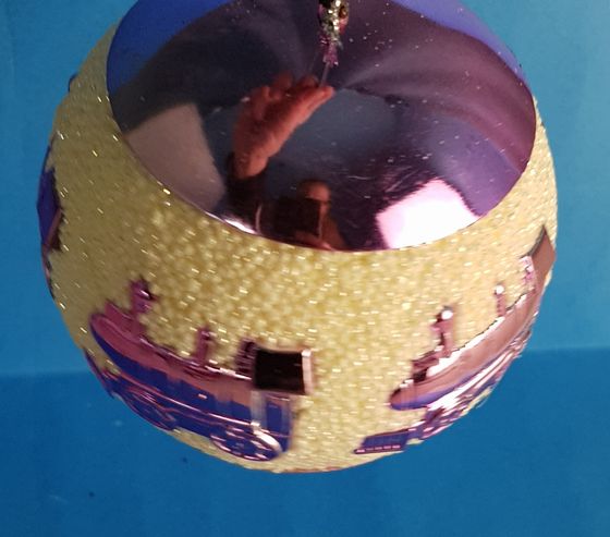 !09 Набор елочных шаров (набор 3 штуки) "Паровозик", d=8 см, цвет сиреневый