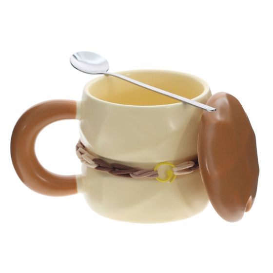 Кружка с крышкой и ложкой, L8,8 W8,8 H8,5 см, дизайн микс