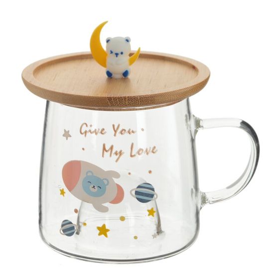 Кружка с крышкой-подставкой, 350 мл, L11 W9 H8 см, дизайн микс