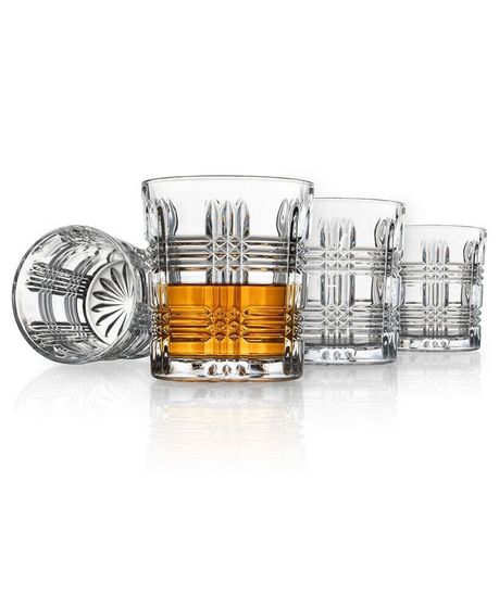 Tartan Plaid Design Double Old-Fashioned Glasses, Set of 4