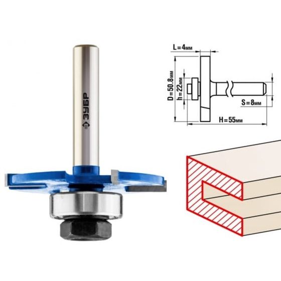 Фреза горизонтально-пазовая ЗУБР 28757-50.8-4, , хвостовик d = 8 мм, 50.8 x 4 мм