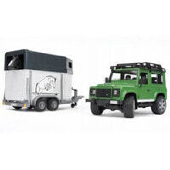 Внедорожник Bruder Land Rover Defender с прицепом-коневозкой и лошадью 02-592 1:16 61 см