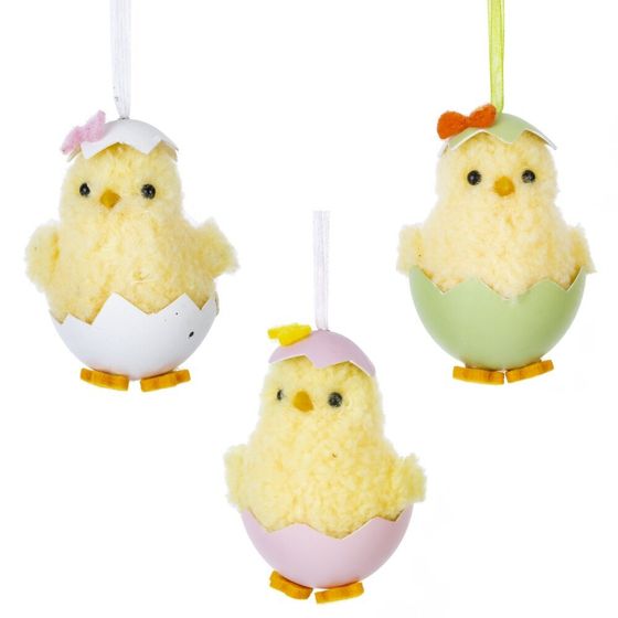 Изделие декоративное подвесное &quot;Цыпленок&quot; (блок 12шт), L6 W6 H8 см, 3в.