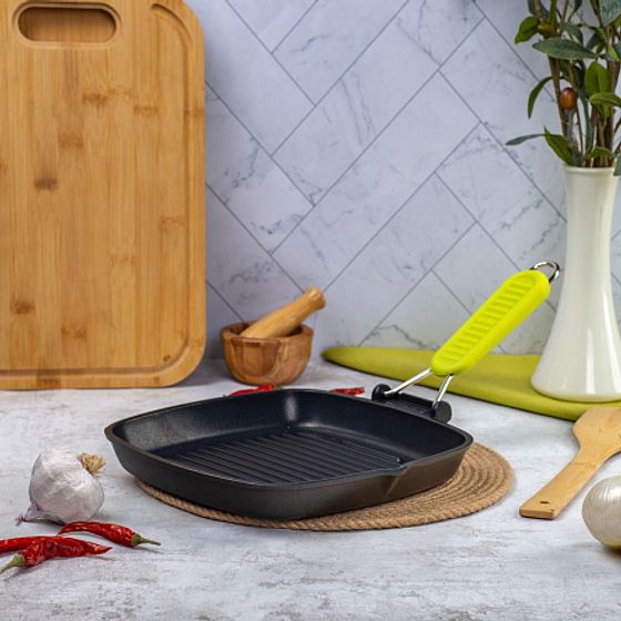 Гриль Saporelax 26x26см со складной силиконовой ручкой GREEN