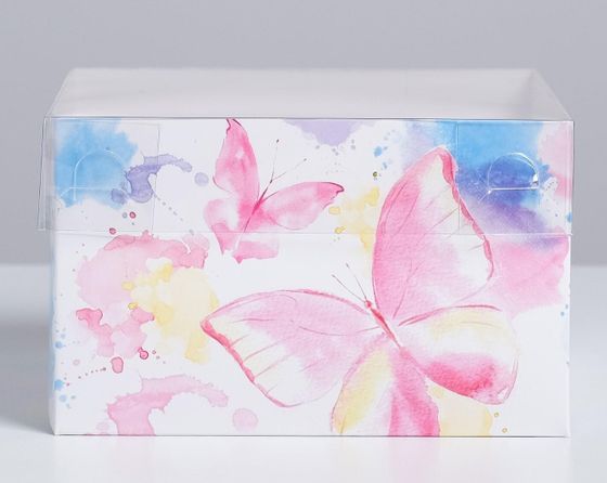 !09 Коробка (набор 4 штуки) для капкейков, кондитерская упаковка, 4 ячейки «Чудесного дня», 16 х 16 х 10 см