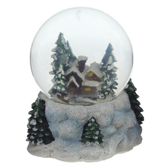 Фигурка декор в стекл шаре "Домик" (муз с ключ) D10 см, L12 W12 H14,5 см, 1 штука, дизайн микс