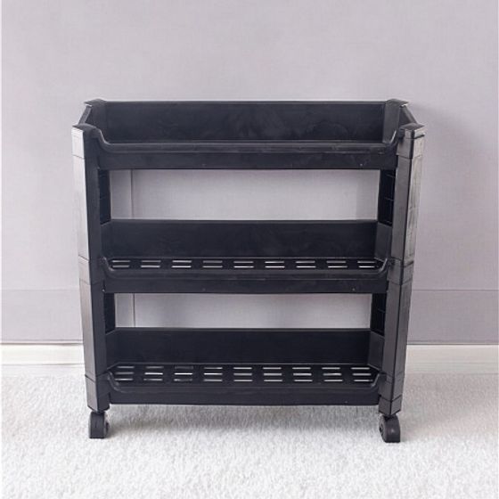 Стеллаж на колёсиках чёрный 3 уровня 46.5х14.5х48,3см