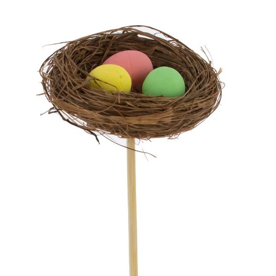 Изделие декоративное (вставка) "Гнездо пасхальное" (блок 12 шт) (6*2), L6 W6 H25 см, 3в.