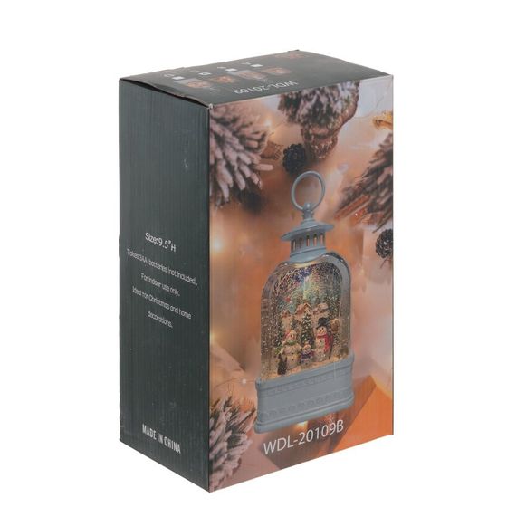 Фигурка декор в стекл шаре &quot;Рождество&quot; (подсвет, вьюга, 2xAAA, н/п), L13 W7 H27 см